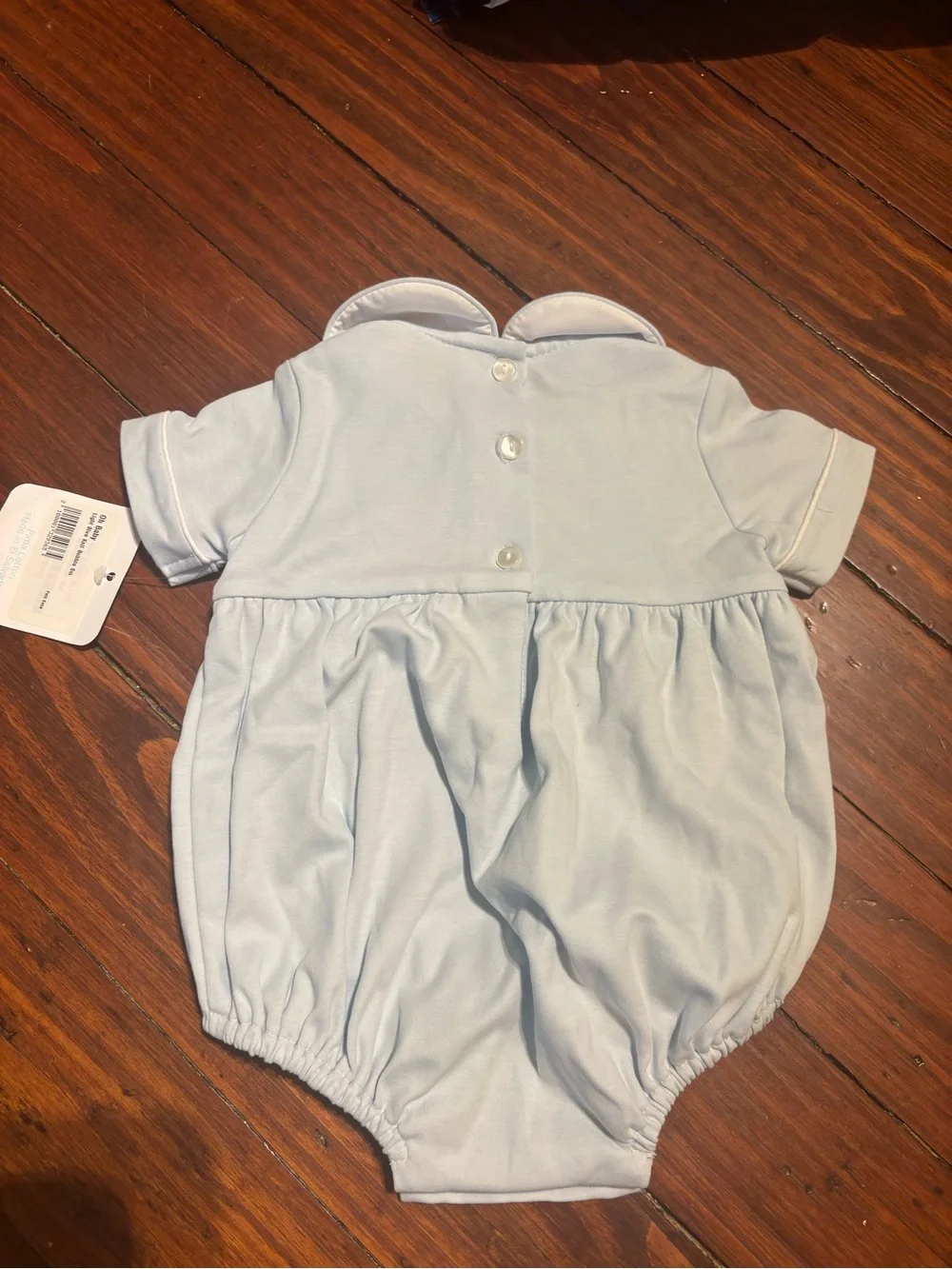 Petit Bebe PIMA COTTON Light Blue Peter Pan Collar Baby One-Piece